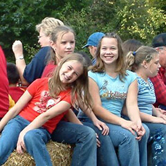 Kids on hayride