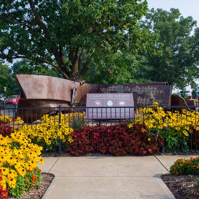 The 9-11 Memorial sits in a peaceful area just outside City Hall