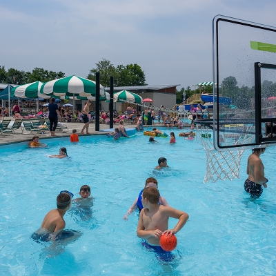 Shoot some hoops with friends in our spacious pool