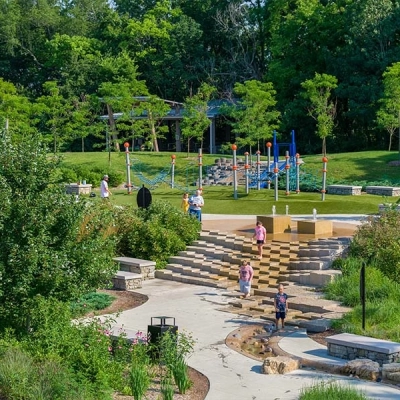 Climb down the water feature to discover even more exciting play features