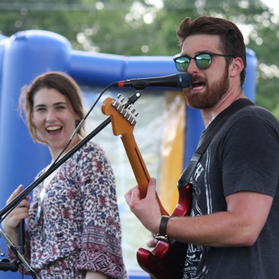 A band performs for those in attendence.