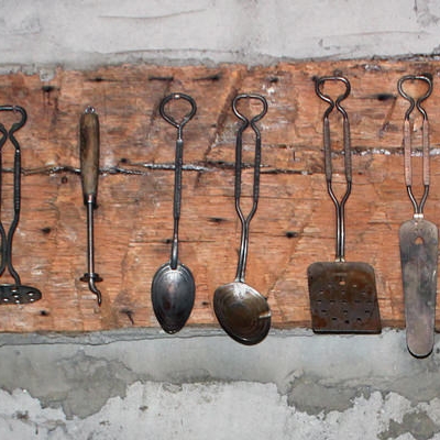 Turn-of-the-centry kitchen utensils found at the Museum.