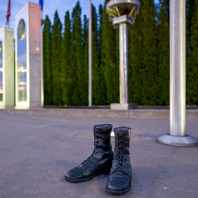 One pair of boots stands alone in recognition of our nation's POWs and MIAs.