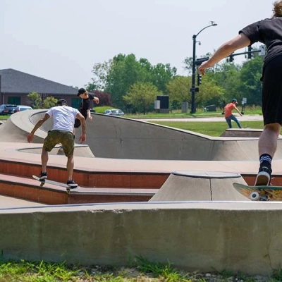 Westhoff Plaza offers enough room for dozens of skaters and bikers to practice together