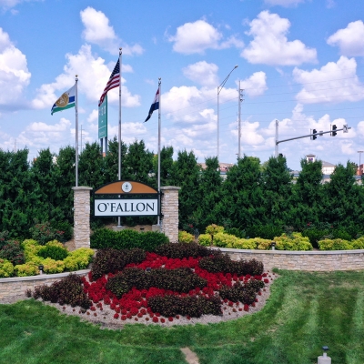 O'Fallon sign at I-64 and Highway K