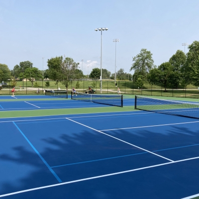 Serving up tennis on two courts at Westhoff Park